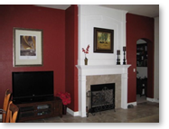 Lounge fireplace accent